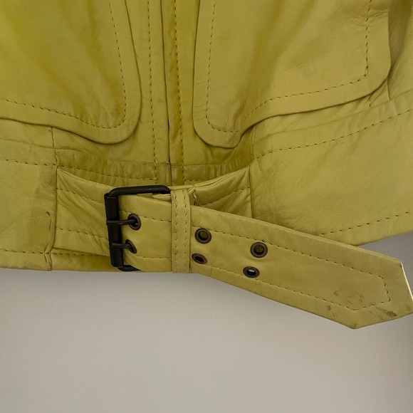 FOR JOSEPH Neon Yellow Soft Butter Leather Full-Zip Buckle Jacket Size S - Picture 2 of 15